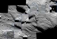 Philae avant et après le premier contact (touchdown) à 15 h35 TU. Rosetta était alors à 17 km du centre de la comète Tchouri. © Esa, Rosetta, MPS for Osiris Team MPS, UPD, LAM, IAA, SSO, INTA, UPM, DASP, IDA