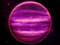 Des nuages d’eau ont été détectés à la surface de la naine brune WISE J0855-0714, distante de seulement de 7,3 années-lumière de nous. Illustration de cet astre d’une taille équivalente à Jupiter mais 10 fois plus massif. © Rob Gizis, Cuny BMCC