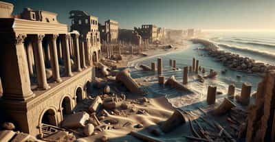 Il y a 1 659 ans, un terrible tsunami se serait abattu sur les côtes tunisiennes, ravageant de nombreuses cités romaines © XD, Futura avec DALL-E