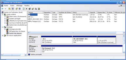 Capture de l'écran Gestion de l'ordinateur, pour changer la lettre d'un lecteur de disque dur. ©DR Capture de l'écran Gestion de l'ordinateur, pour changer la lettre d'un lecteur de disque dur. ©DR