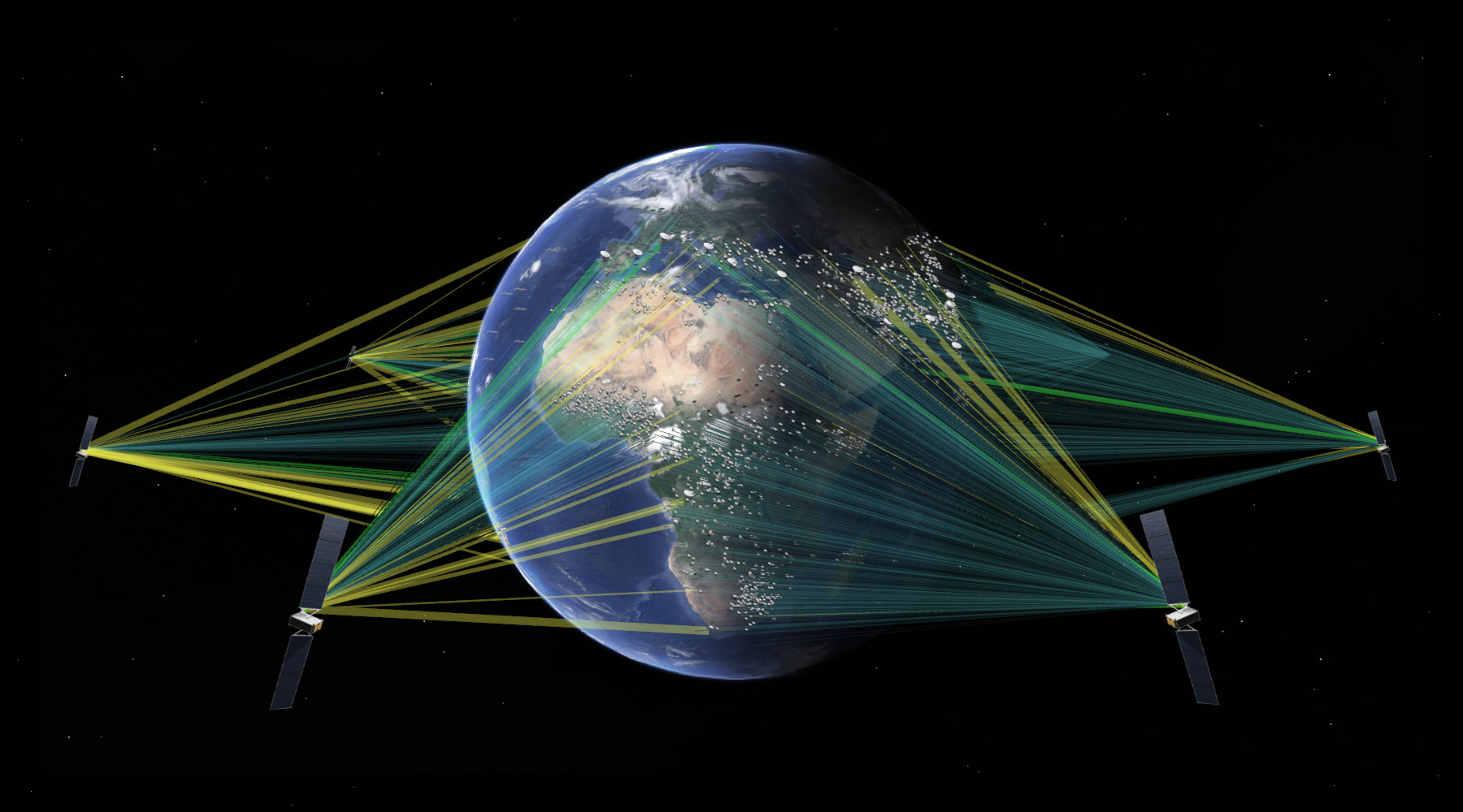 La constellation des satellites O3B aura un débit impressionnant. © SES, Boeing