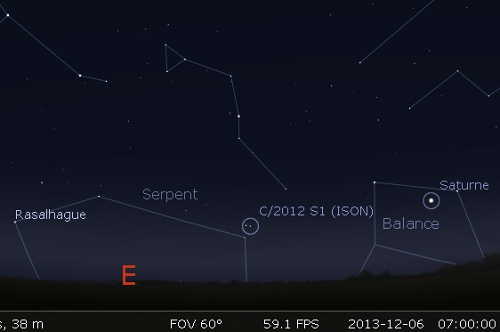 Le 06/12/2013 : observez la comète Ison. © DR