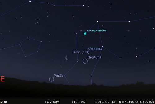 La Lune en rapprochement avec Neptune et Vesta