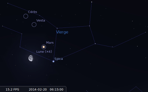 La Lune en rapprochement avec Mars et Spica