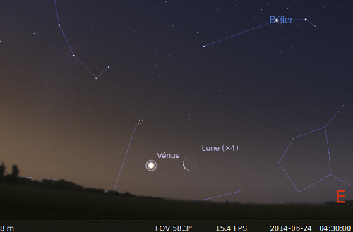 La Lune en rapprochement avec Vénus et les Pléiades
