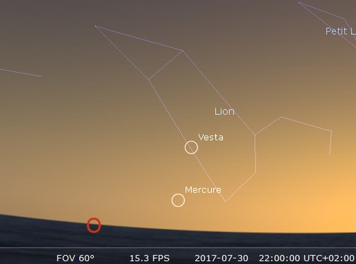 Plus grande élongation de Mercure à l'est du Soleil