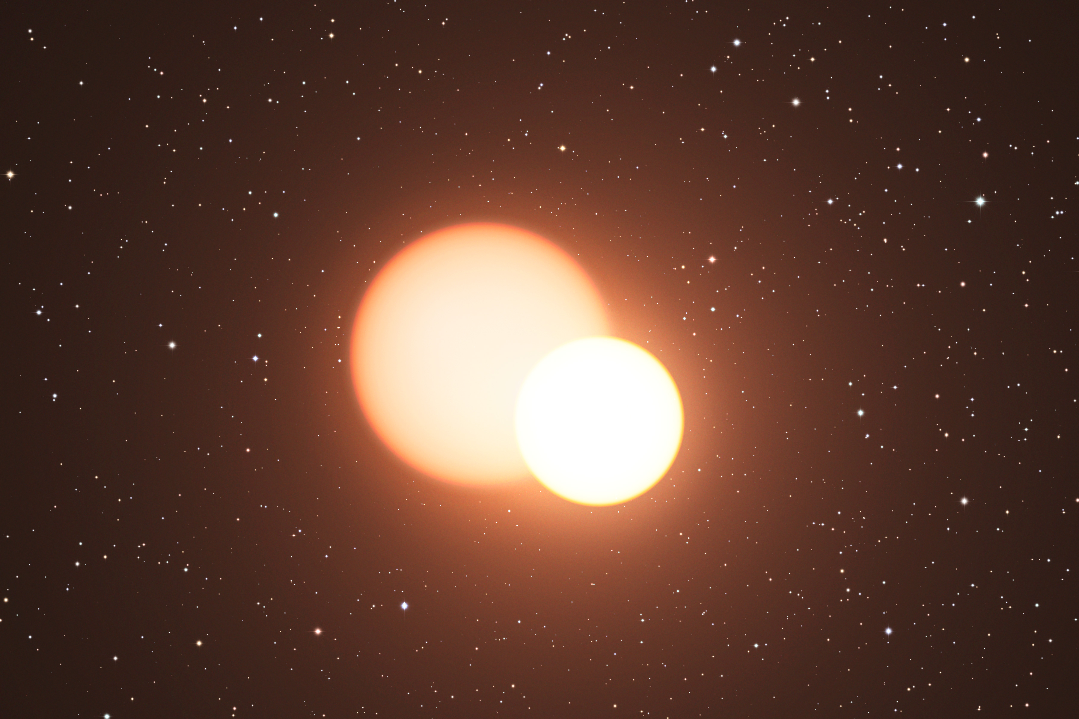 Vue d'artiste d'un système binaire d'étoiles © ESO/L. Calçada