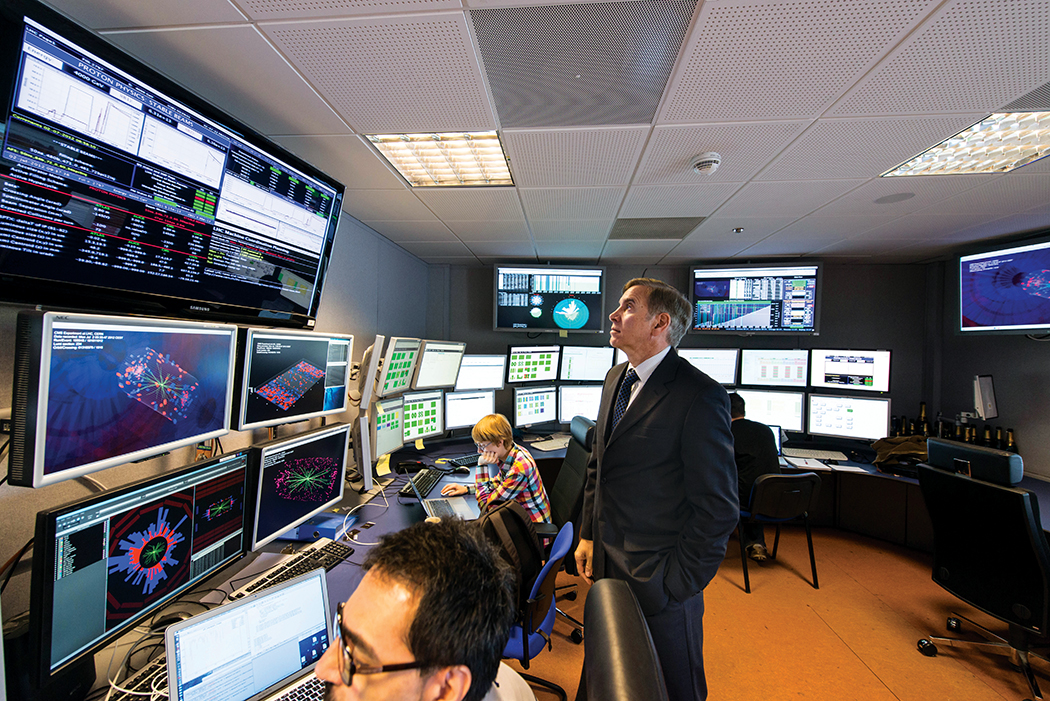 Une vue de la salle de contrôle du détecteur CMS au Cern, l'un des quatre détecteurs géants du LHC. Avec lui, les physiciens ont découvert le boson de Brout-Englert-Higgs. Découvrira-t-il le boson Z' ? © Cern