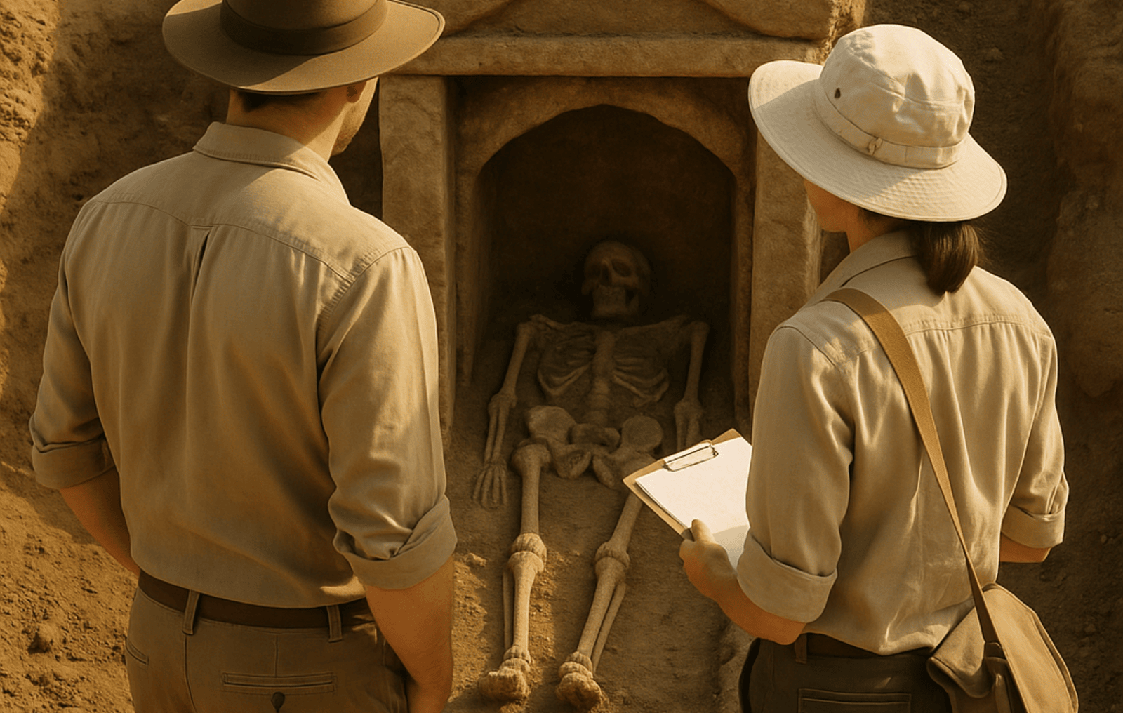 La fouille de tombes antiques et médiévales permet régulièrement de recouvrer des artefacts, éclairant les archéologues sur les échanges et les coutumes au sein de certaines sociétés. © Image générée avec ChatGPT/openAI