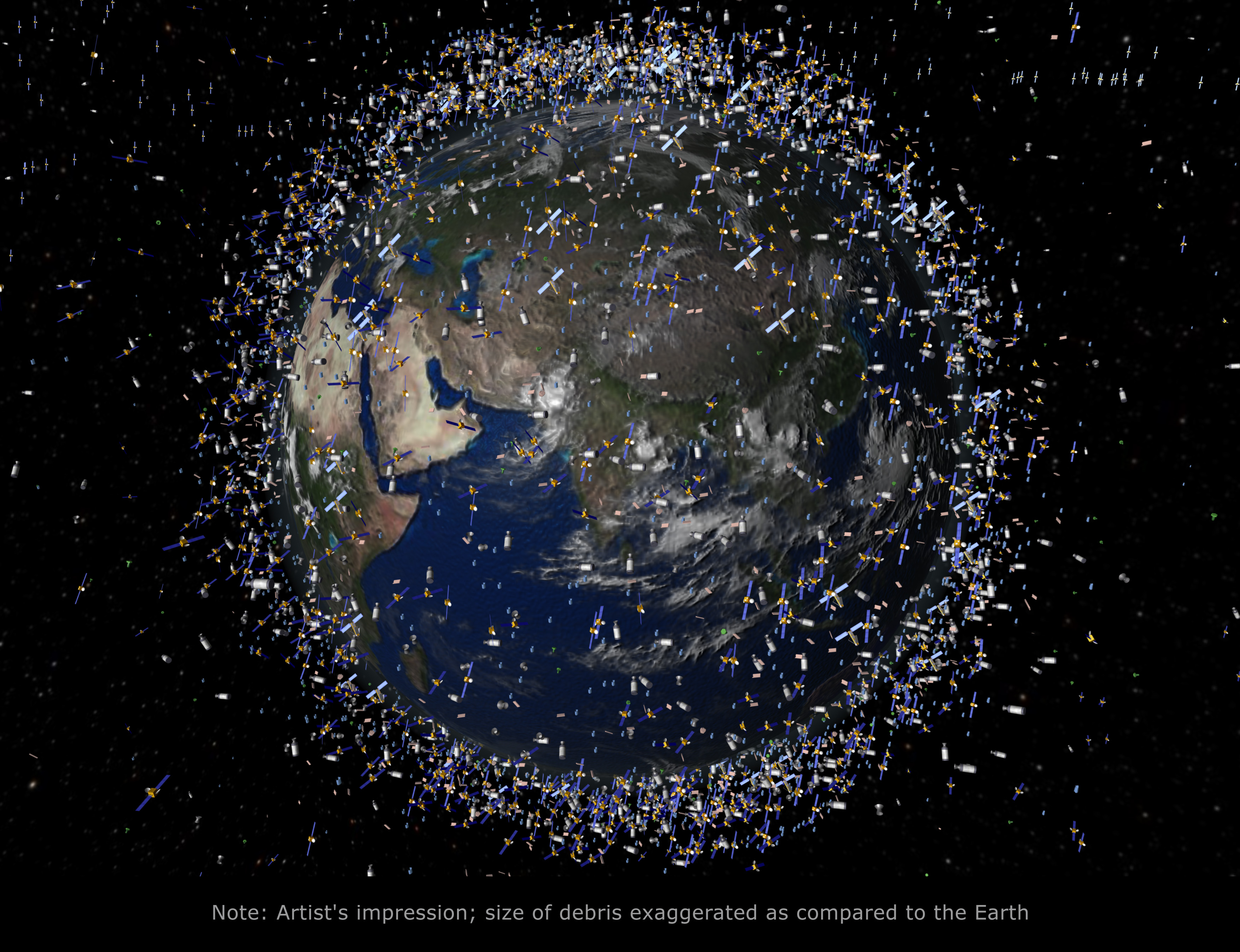 Près de 23 000 débris plus gros qu'une balle de tennis orbitent autour de la Terre. © ESA