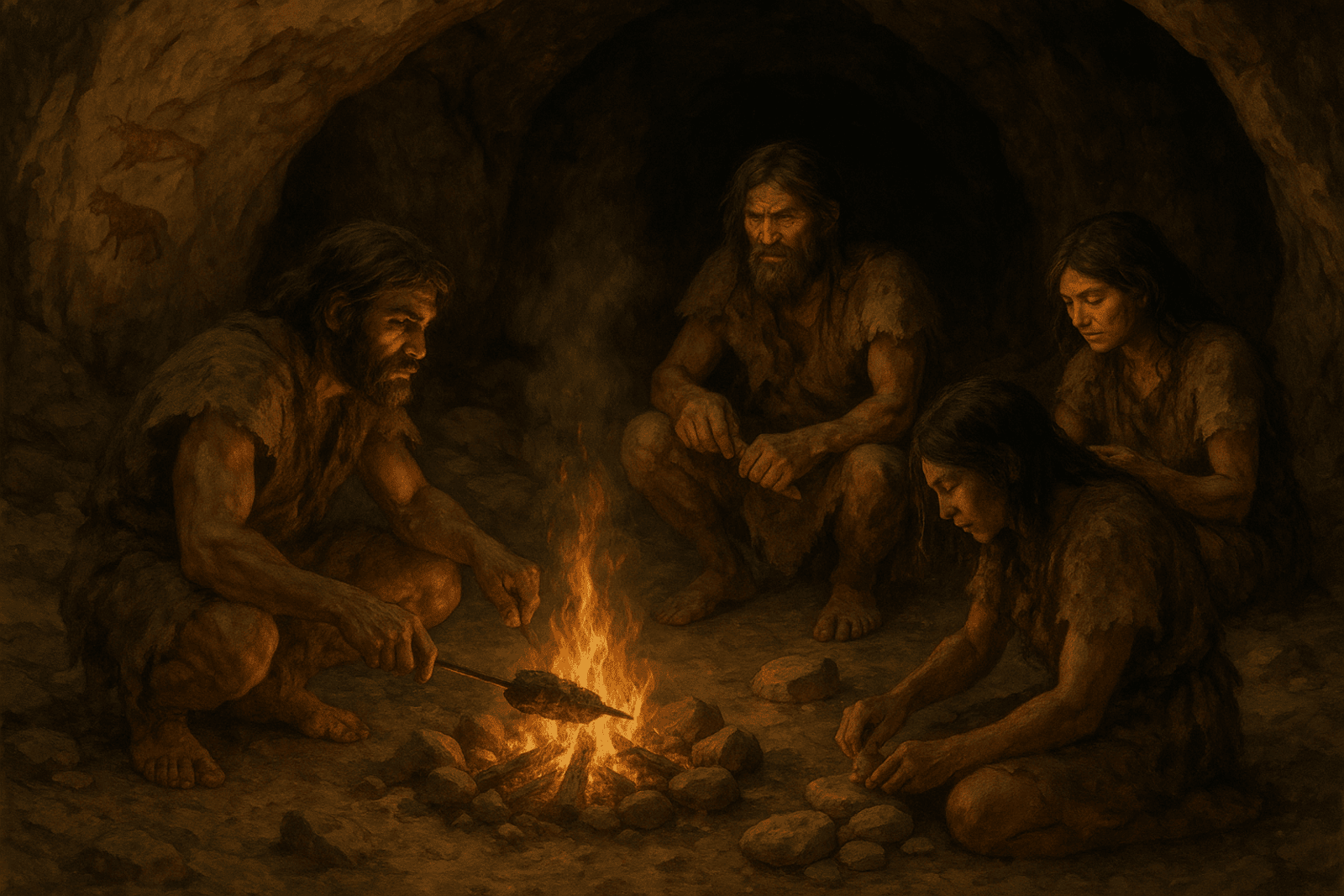Durant la Préhistoire et notamment durant l’âge glaciaire ayant impacté l’Europe, les populations trouvaient refuge dans des grottes, s’abritant ainsi des conditions rigoureuses. © DS, IA ChatGPT