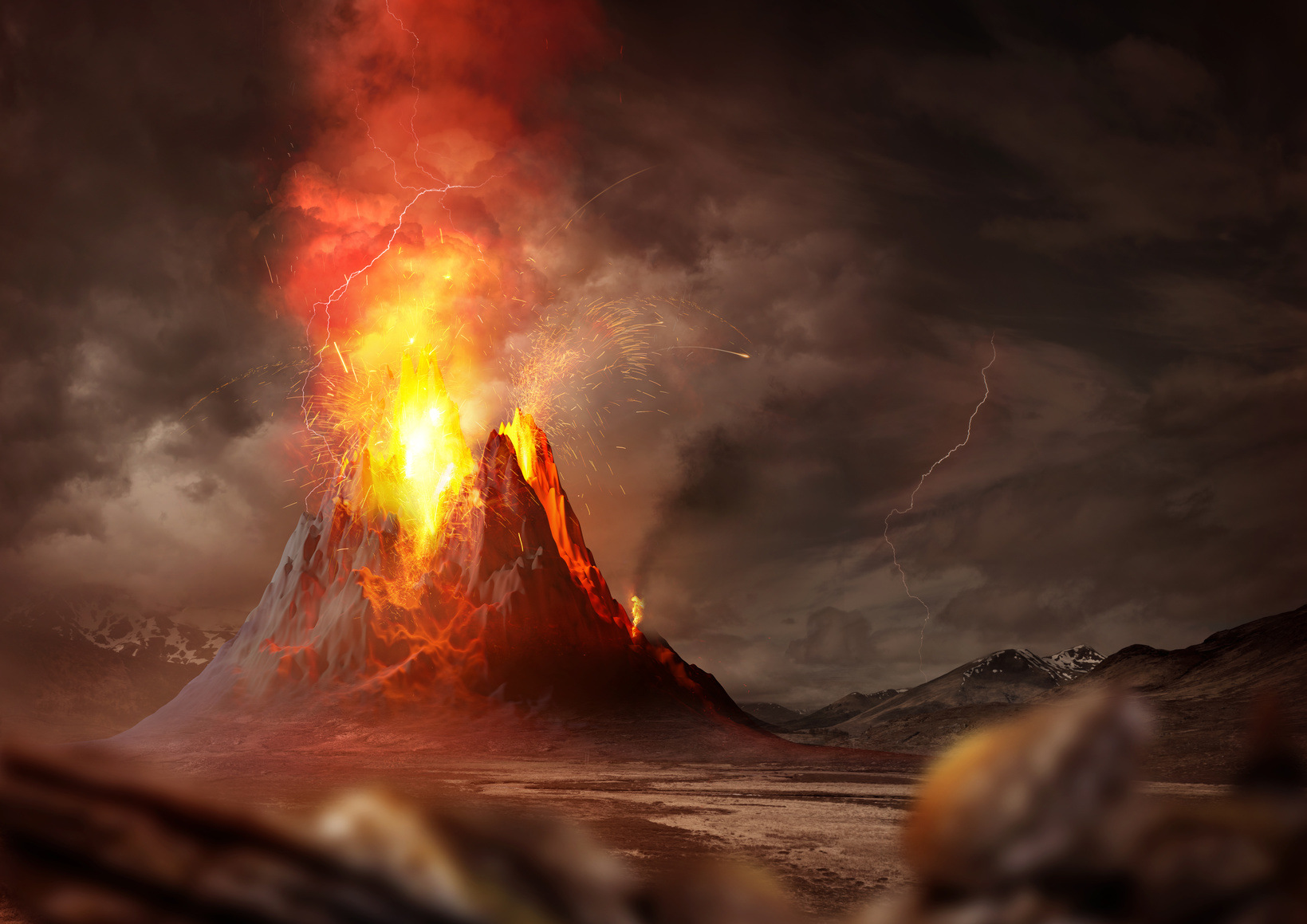Vue d'artiste d'un volcan en éruption ©  James Thew / Fotolia