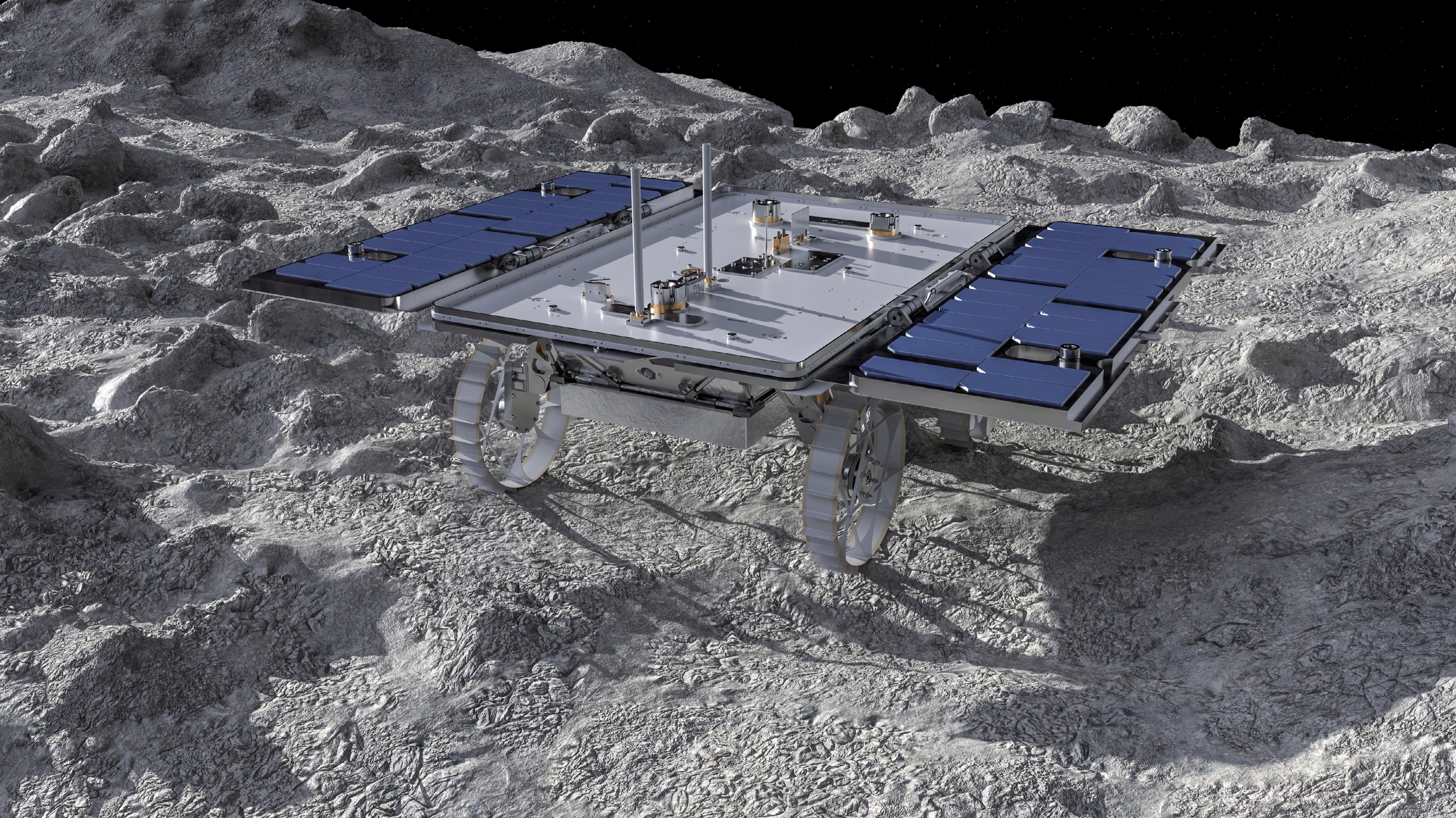 Vue d'artiste d'un rover Cadre de la Nasa sur la Lune. Ils seront trois d'ici 2025. © Motiv Space Systems