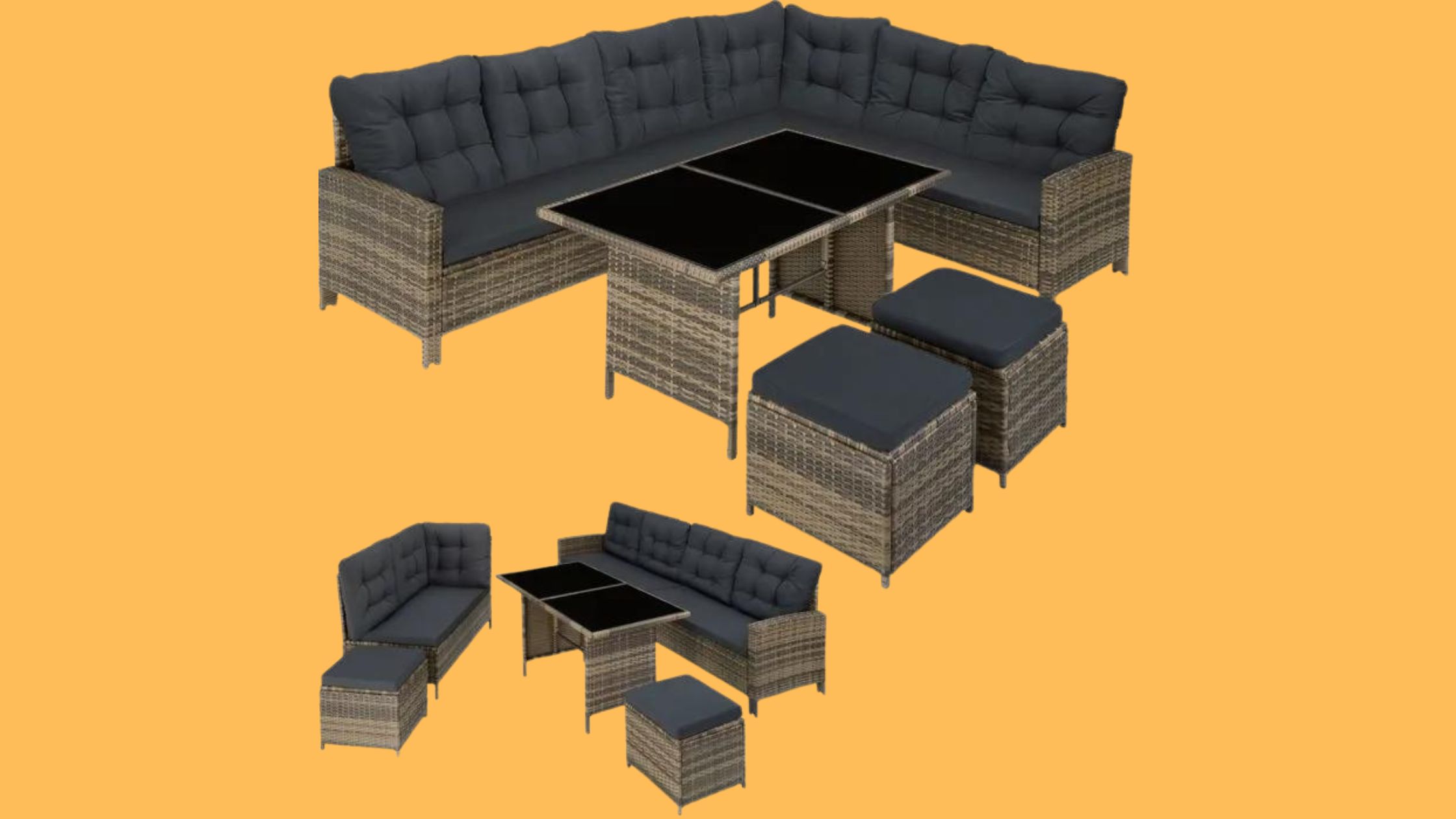 Le canapé de jardin BARLETTA de la marque TECTAKE peut accueillir jusqu'à 8 personnes © Cdiscount