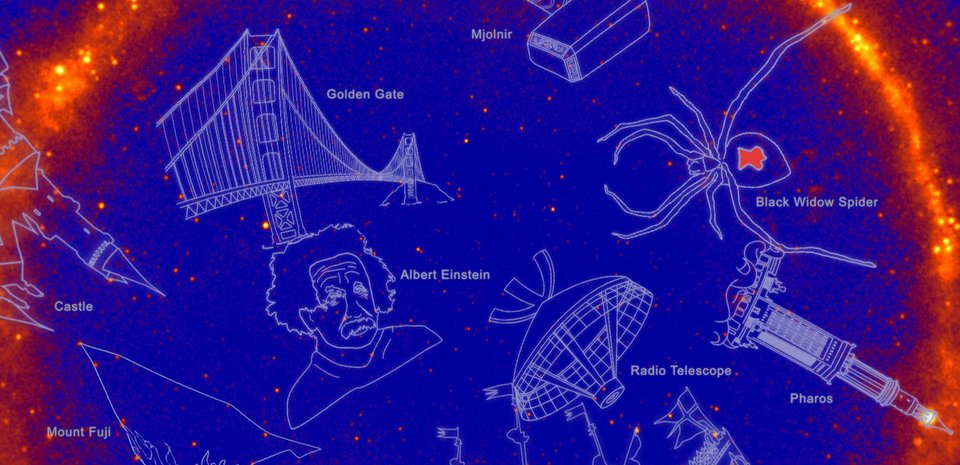 21 nouvelles constellations non officielles en rayons gamma ont été inventées par la Nasa pour célébrer 10 ans de découvertes par le télescope Fermi. © Nasa