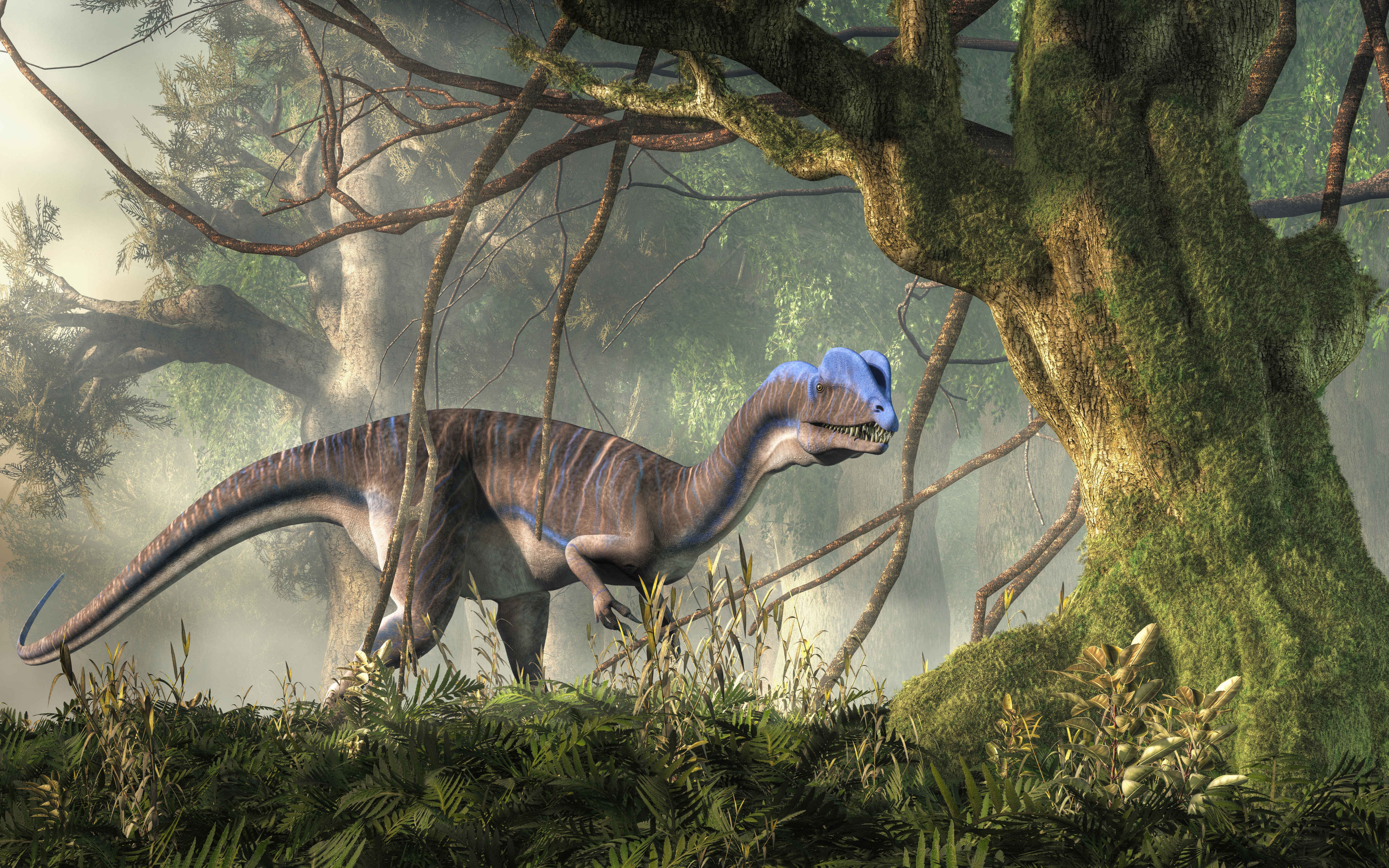 Dilophosaurus était l'un des premiers grands dinosaures carnassiers d'Amérique du Nord. © Daniel, Adobe Stock