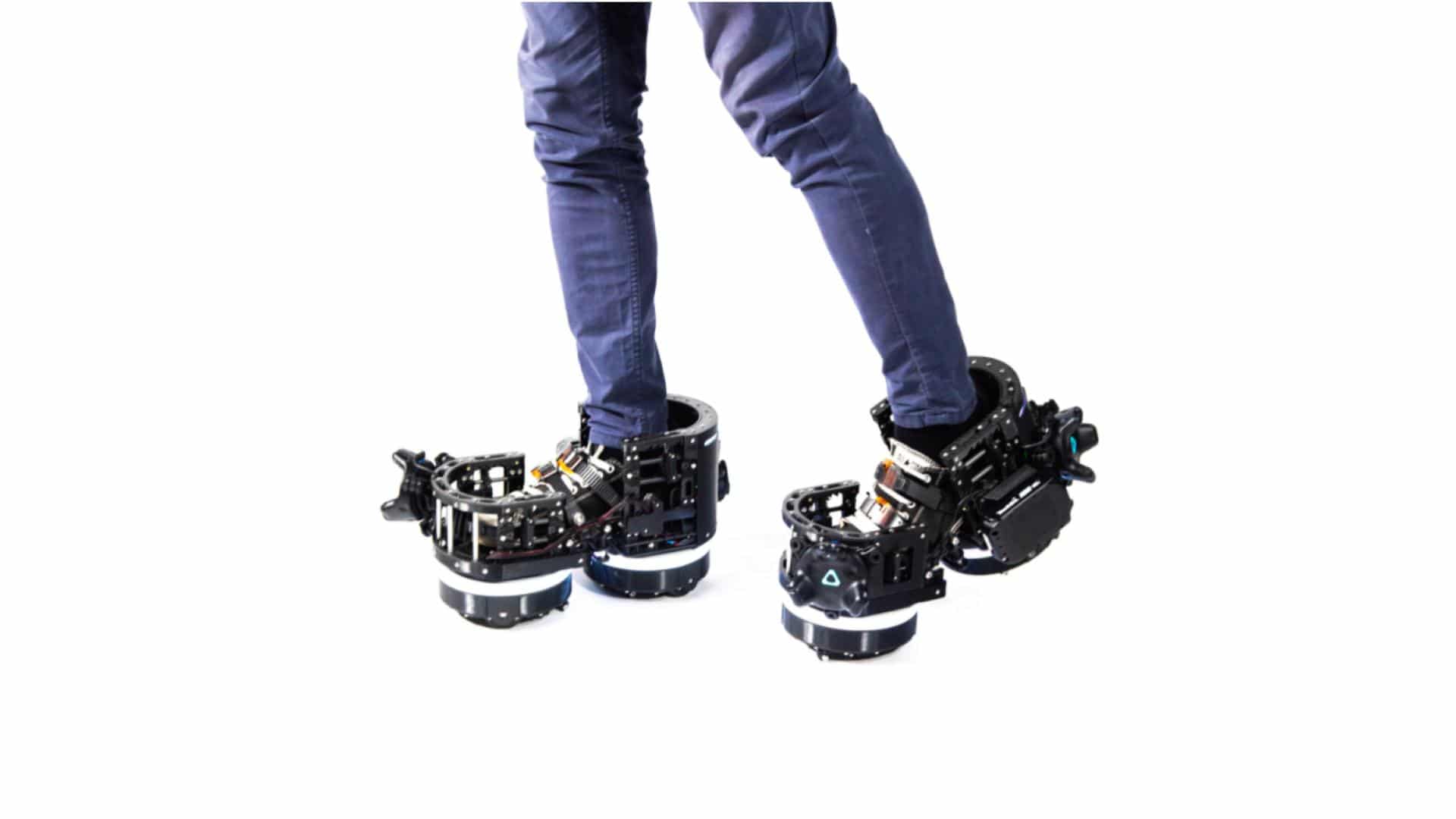 Pour simuler des déplacements dans un univers virtuel, place aux chaussures robotisées. © Ekto VR