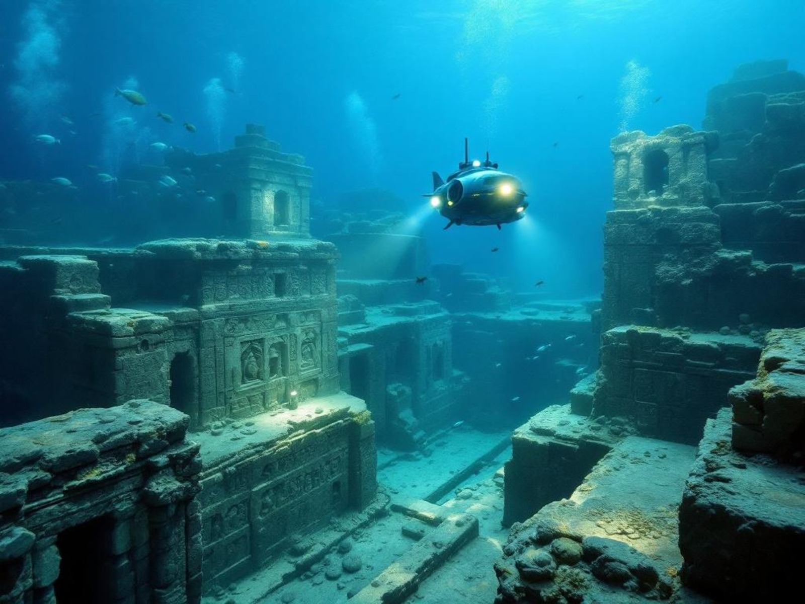 Les fonds marins peuvent parfois révéler d'impressionnantes surprises, telles que des cités englouties construites par des sociétés méconnues... © Le Chat 