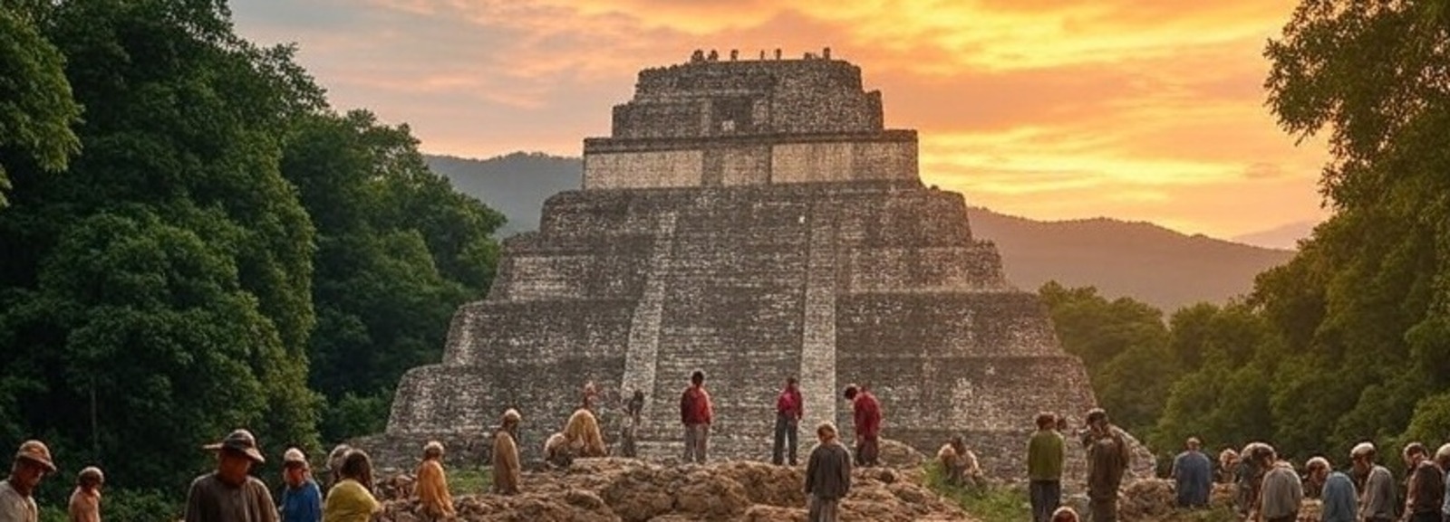 Image générée par intelligence artificielle d'un chantier de fouilles révélant une pyramide ancienne au Mexique. © Grok, X