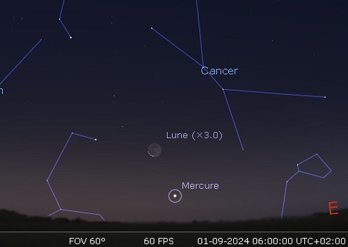 La Lune en rapprochement avec Mercure