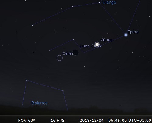 La Lune en rapprochement avec Cérès et sera allignée avec Vénus et Spica