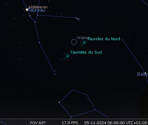 Maximum de l'essaim météoritique des Taurides sud