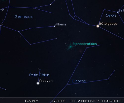 Maximum de l'essaim météoritique des Monocérotides