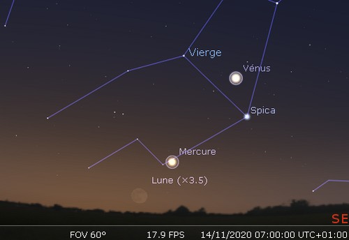 La Lune, Mercure et Vénus sont alignées
