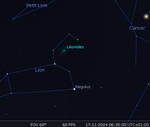 Maximum de l'essaim météoritique des Léonides