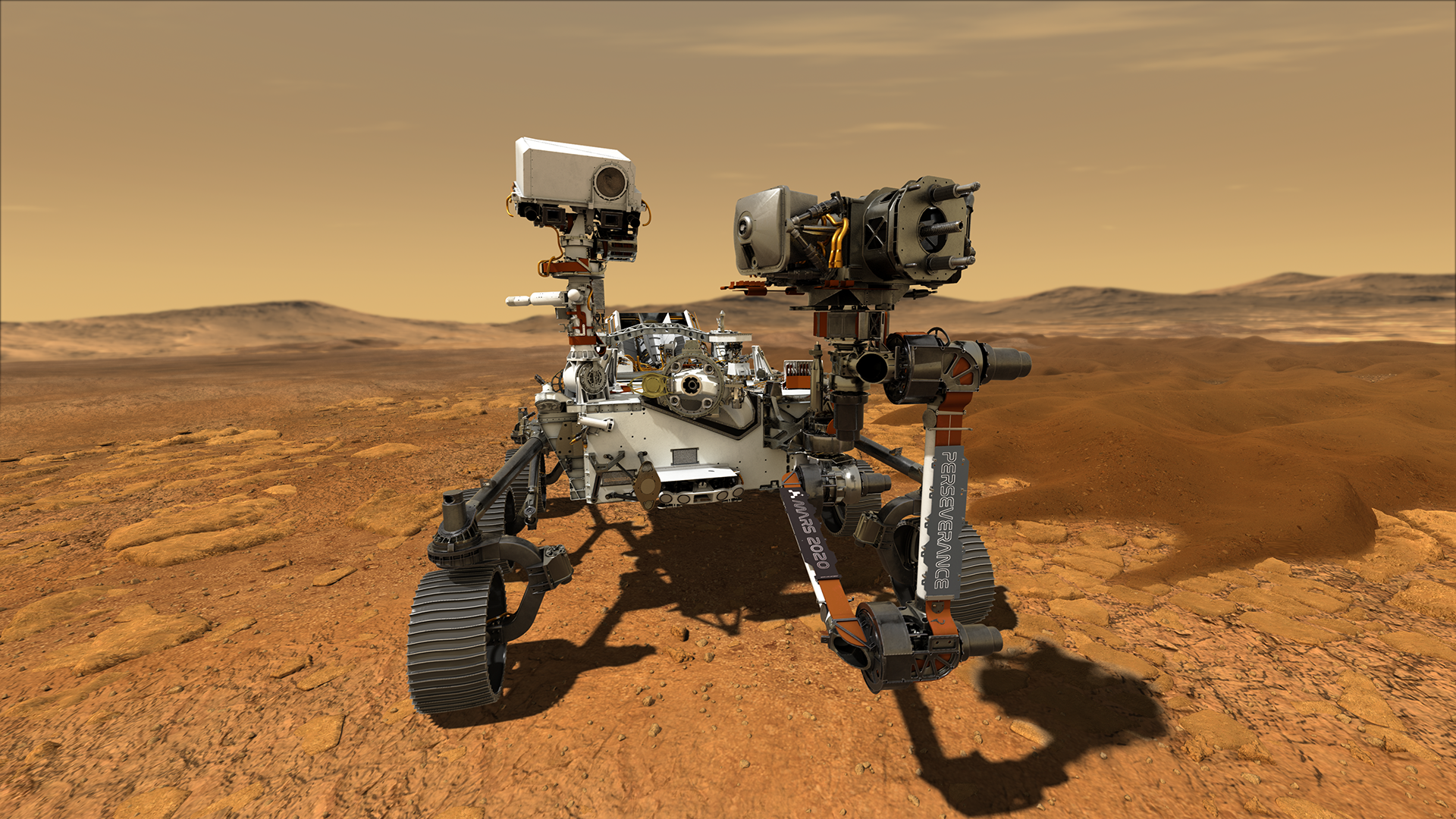 Illustration de Perseverance en action sur Mars. © Nasa, JPL-Caltech