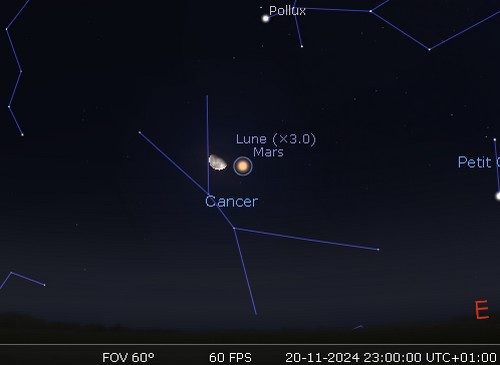 La Lune en rapprochement avec Mars