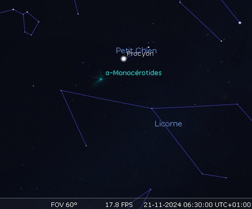 Maximum de l'essaim météoritique des alpha-Monocérotides