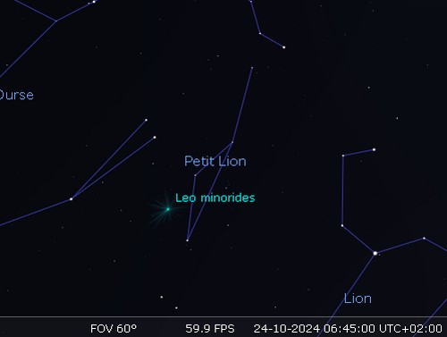 Maximum de l'essaim météoritique des Léo-Minorides