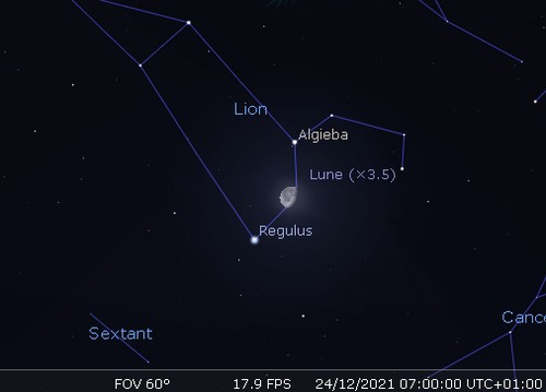 La Lune en rapprochement avec Régulus