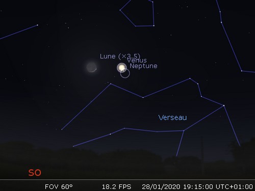 La Lune en rapprochement avec Mercure et Neptune