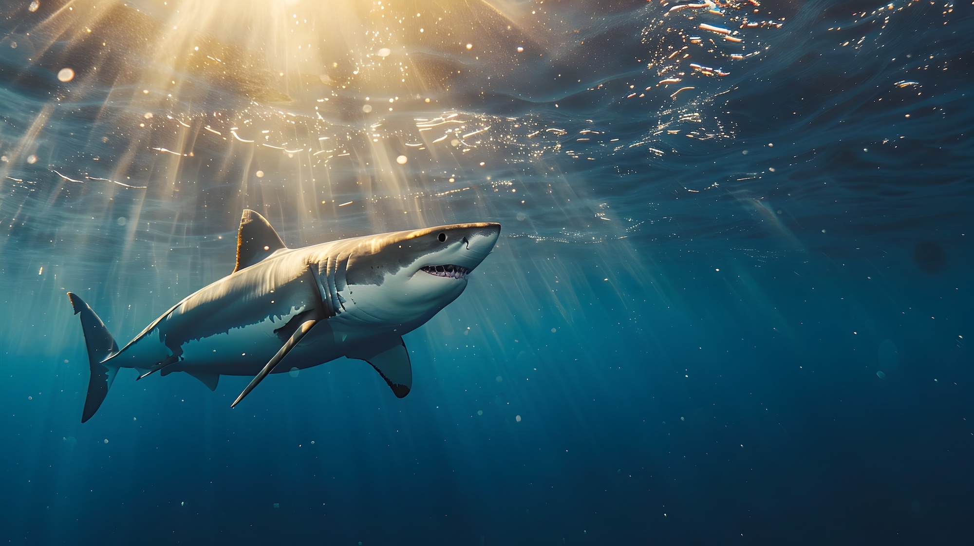 Le Grand requin blanc semble de retour en Méditerranée ! © Thares2020, Adobe Stock (image générée par IA)