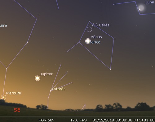 Mercure, Vénus, Jupiter et La Lune sont allignées