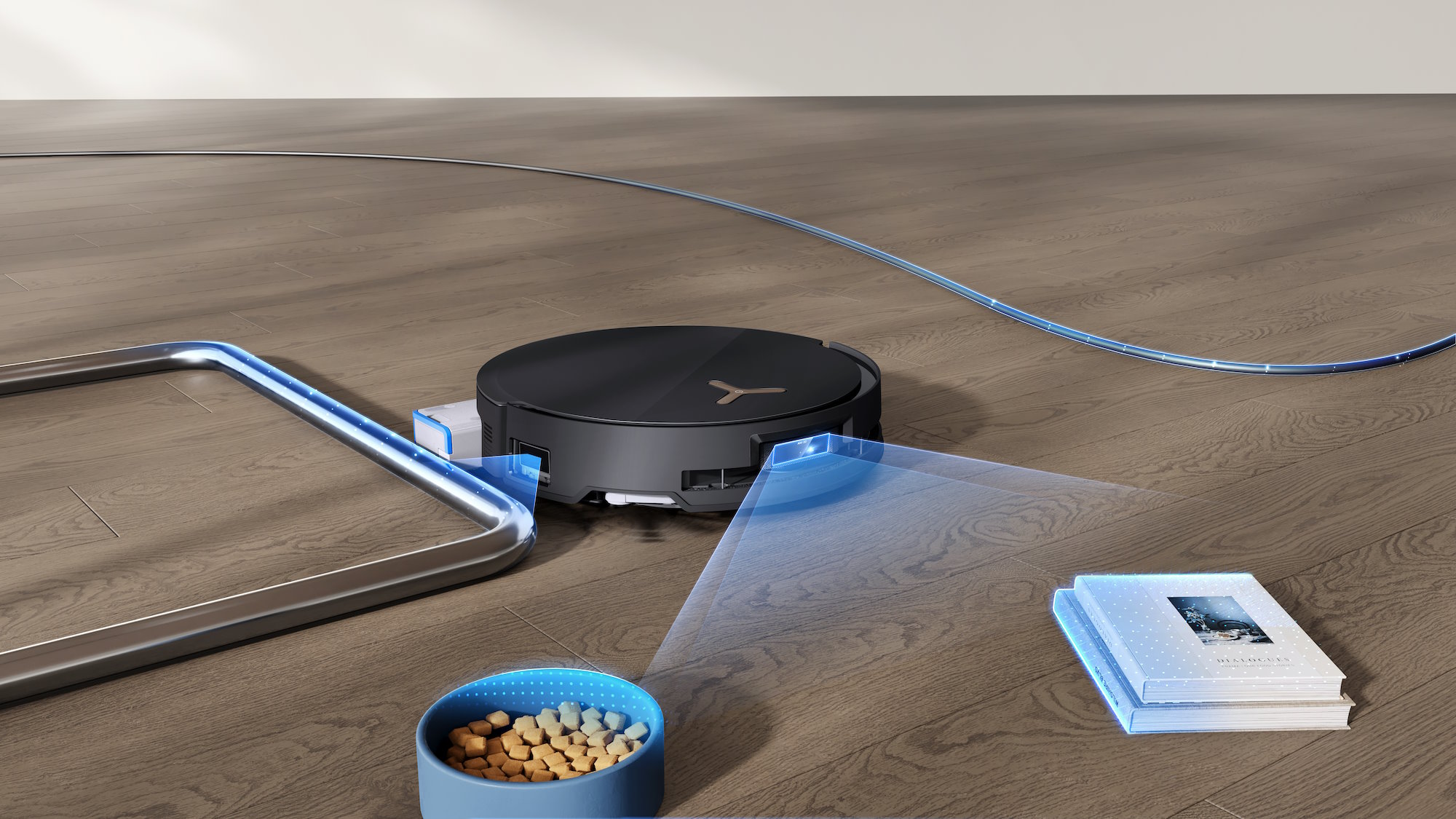 Le nouveau robot aspirateur DEEBOT X8 Pro OMNI peut identifier les taches grâce à l’IA. © Ecovacs