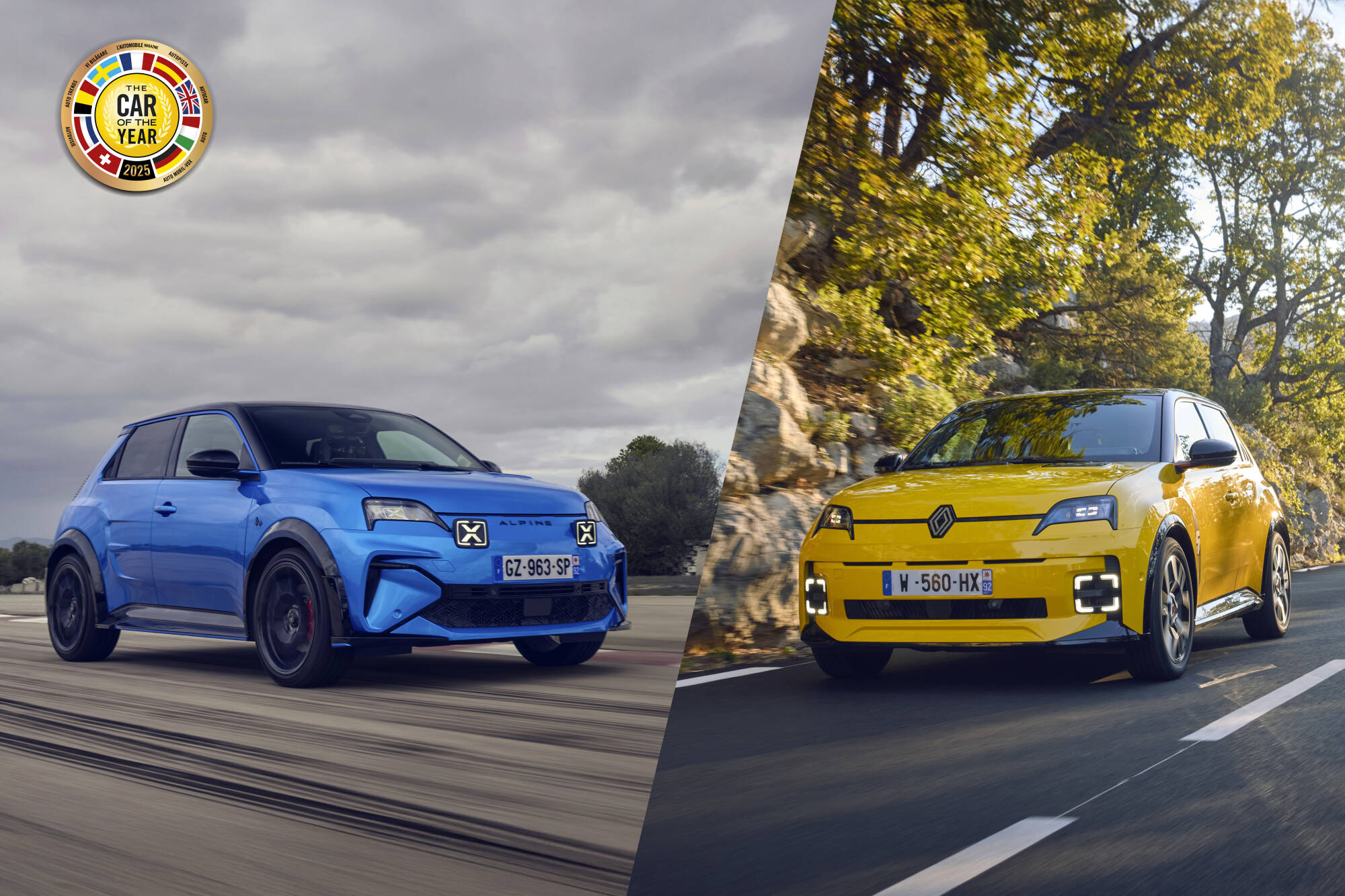 Le duo Renault 5 E-Tech et Alpine A290 remporte le trophée 2025 du jury Car Of The Year. © Alpine