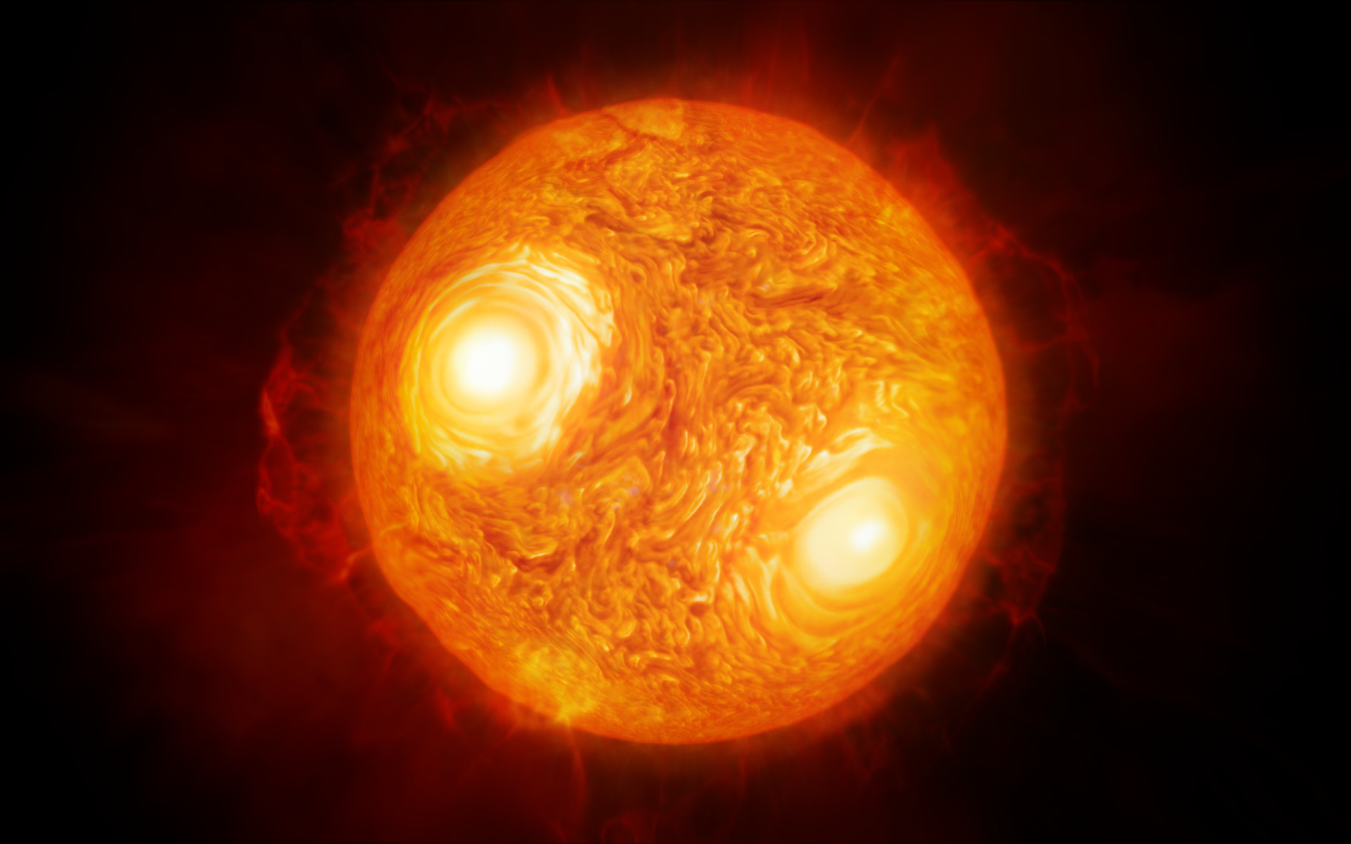 Illustration de la supergéante rouge Antarès, l'étoile la plus brillante du Scorpion.&nbsp;© ESO, M. Kornmesser