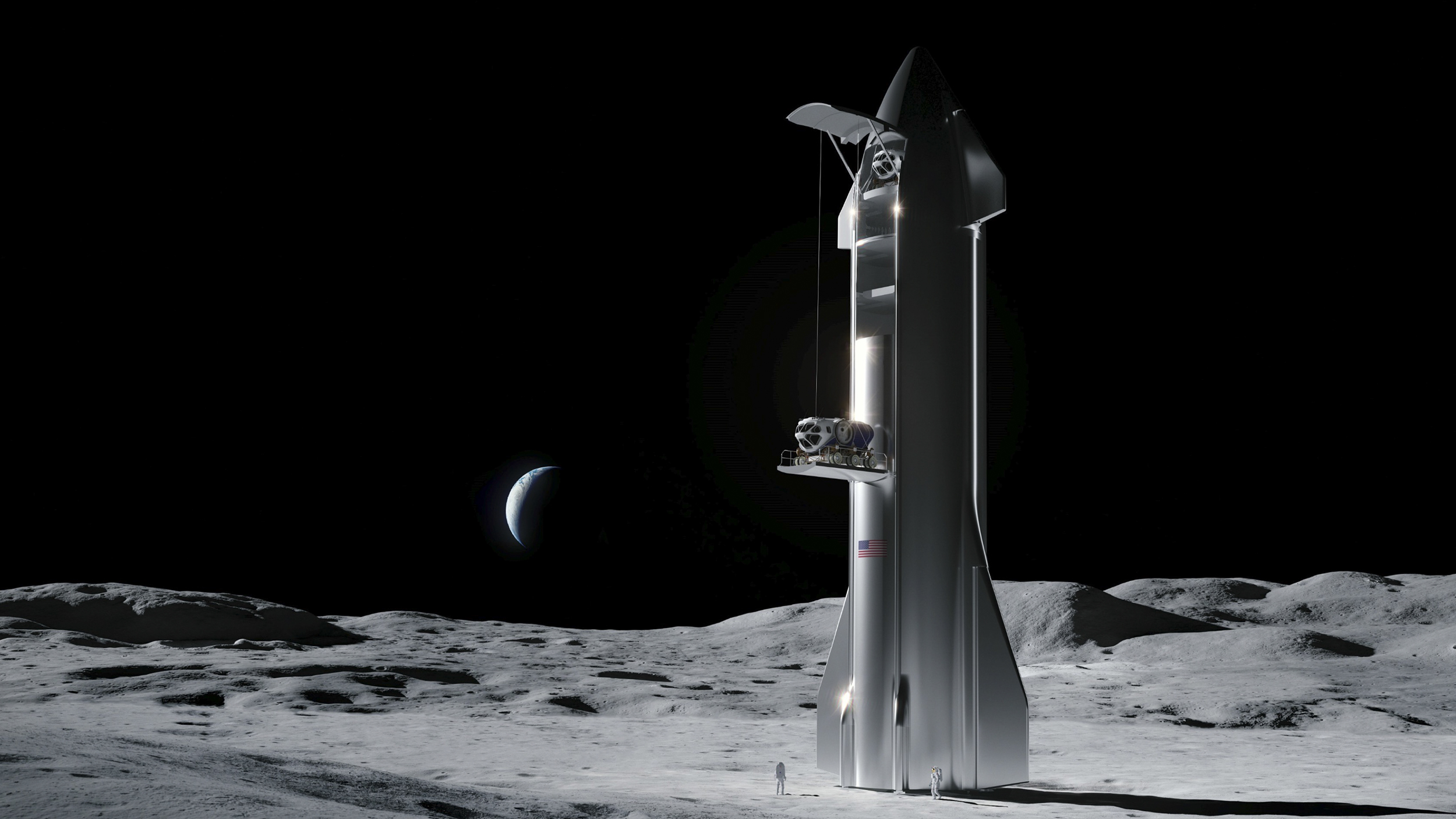 Le Starship lunaire très ambitieux de SpaceX que l'entreprise prévoit de livrer à la Nasa pour Artemis 3. © SpaceX