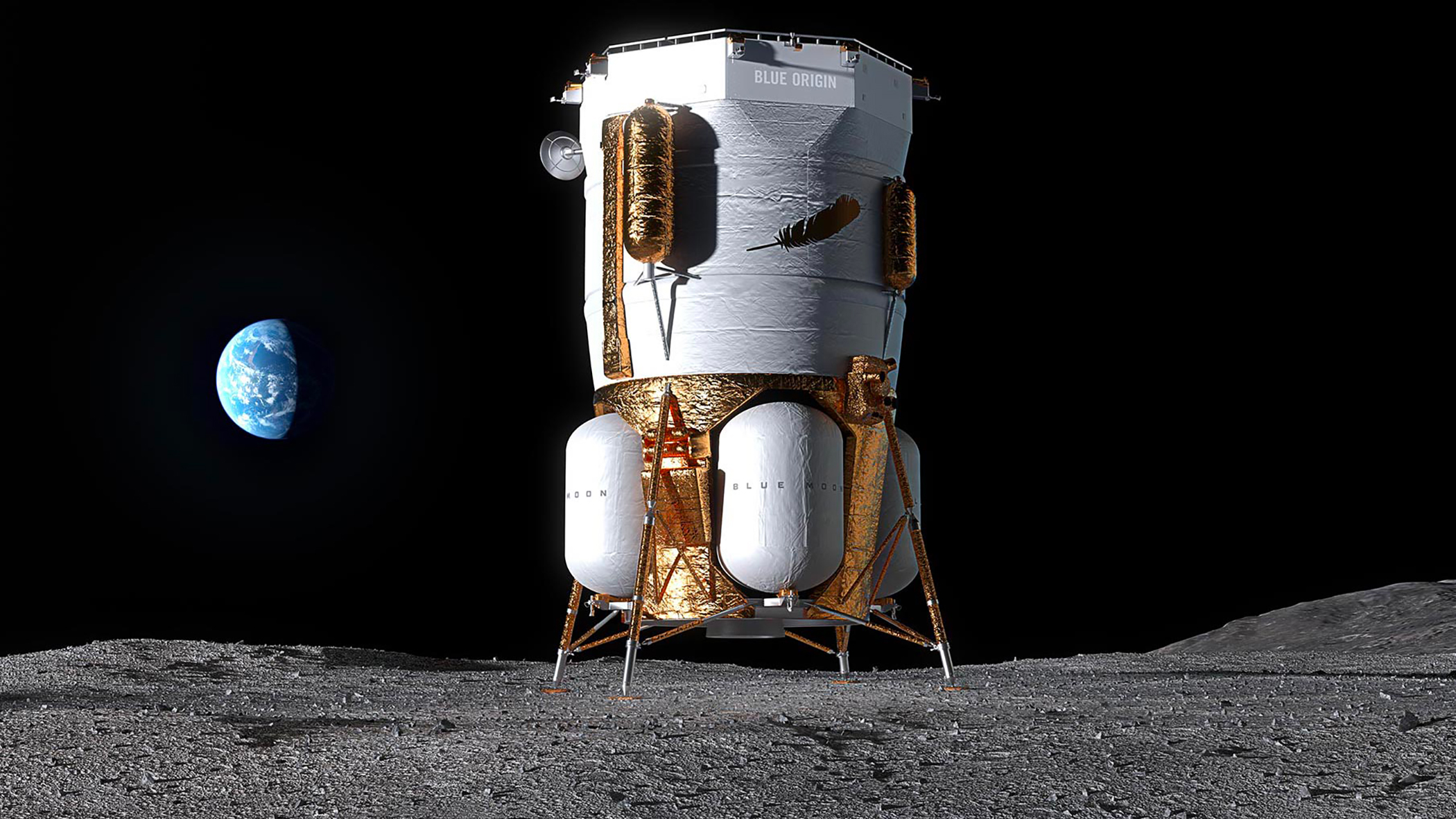 Blue Origin prévoit de lancer sur la Lune une première version de son atterrisseur Blue Moon en 2025. © Blue Origin