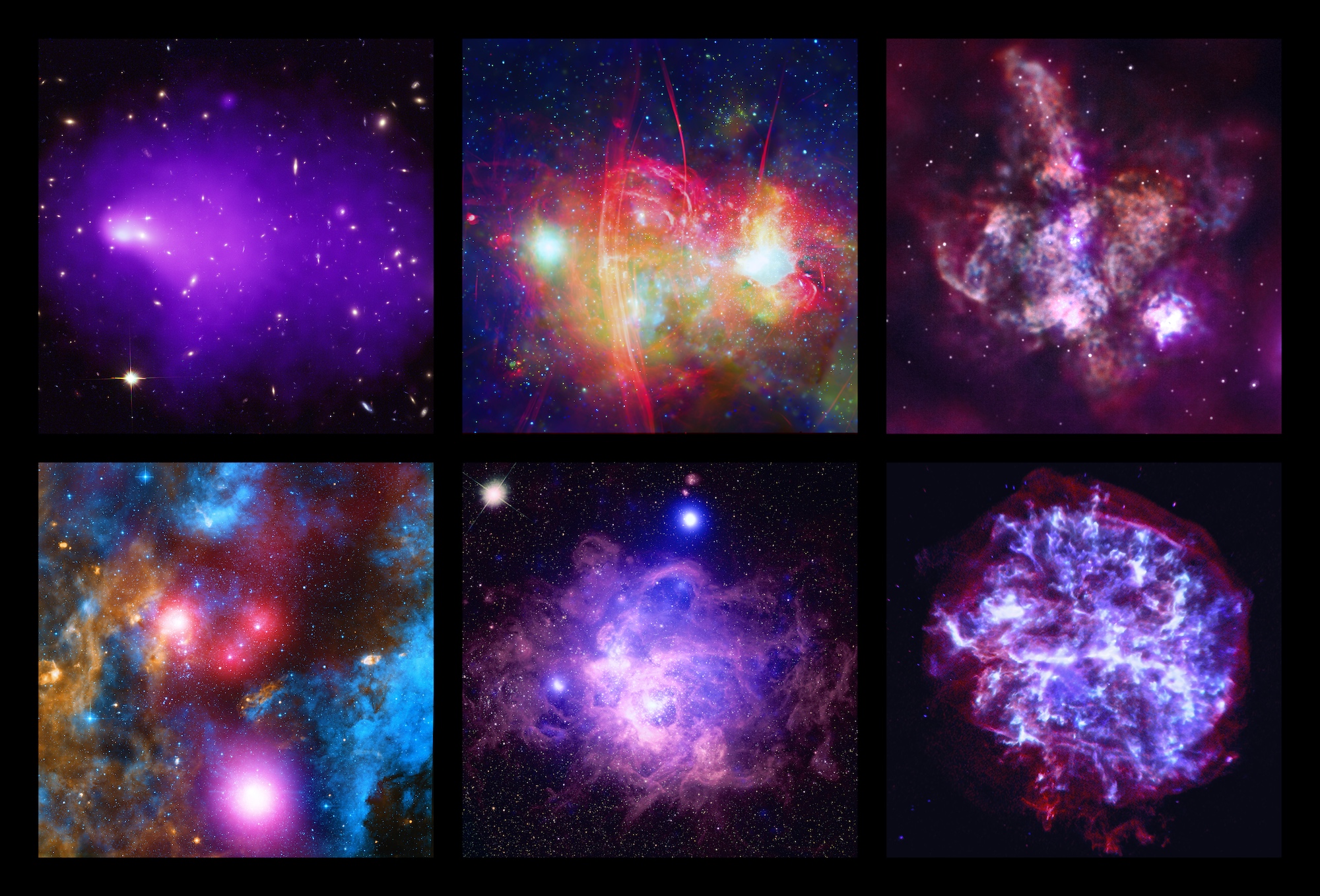 Six nouveaux portraits d'objets cosmiques réalisés par Chandra. Images composites. © Nasa