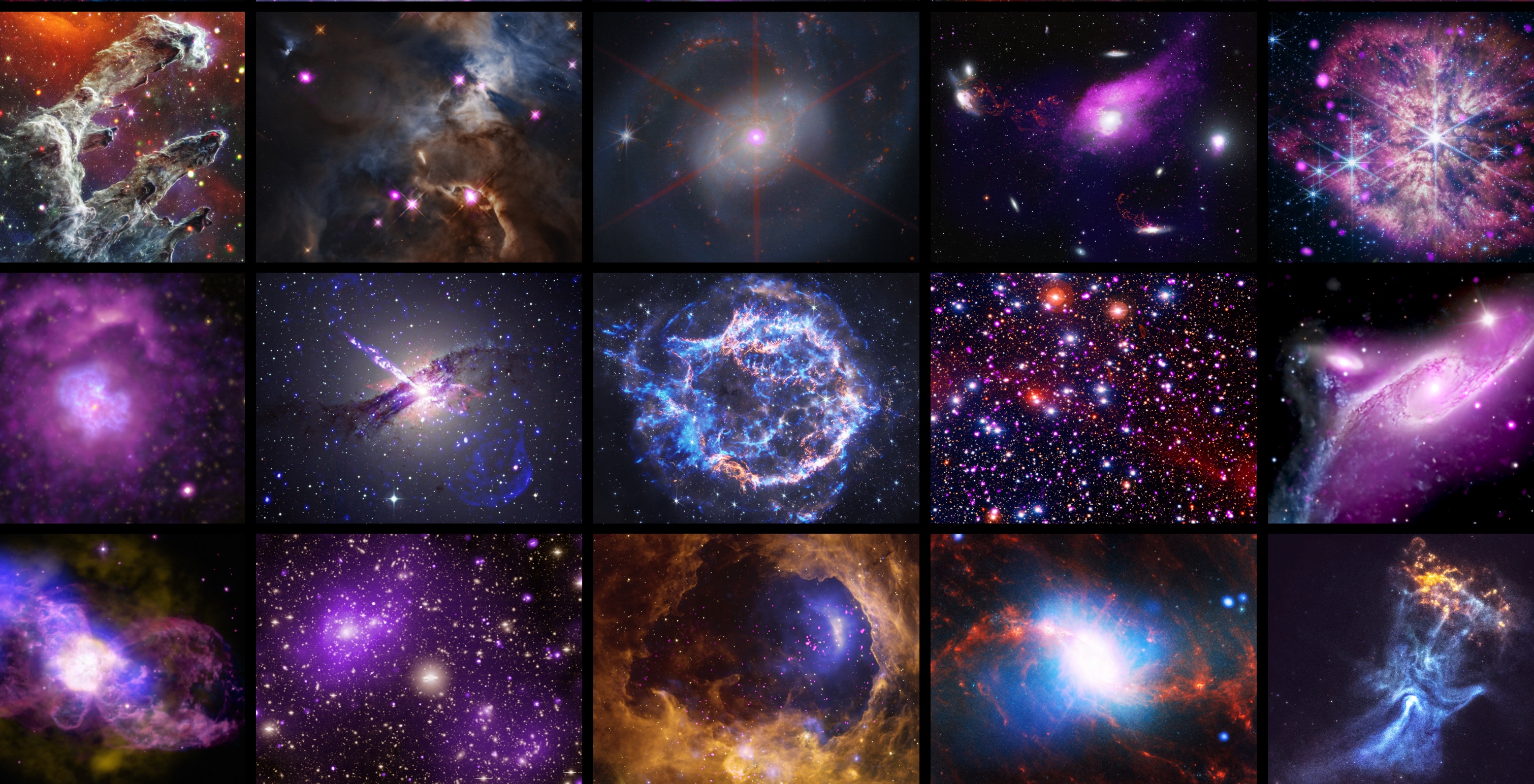 En 25 ans, l’observatoire de rayons X Chandra a renvoyé de nombreuses images merveilleuses de notre Univers. © X-ray : Nasa/CXC/SAO ; Infrared: Nasa/ESA/CSA/STScI ; Image Processing : Nasa/CXC/SAO/J. Major, S. Wolk