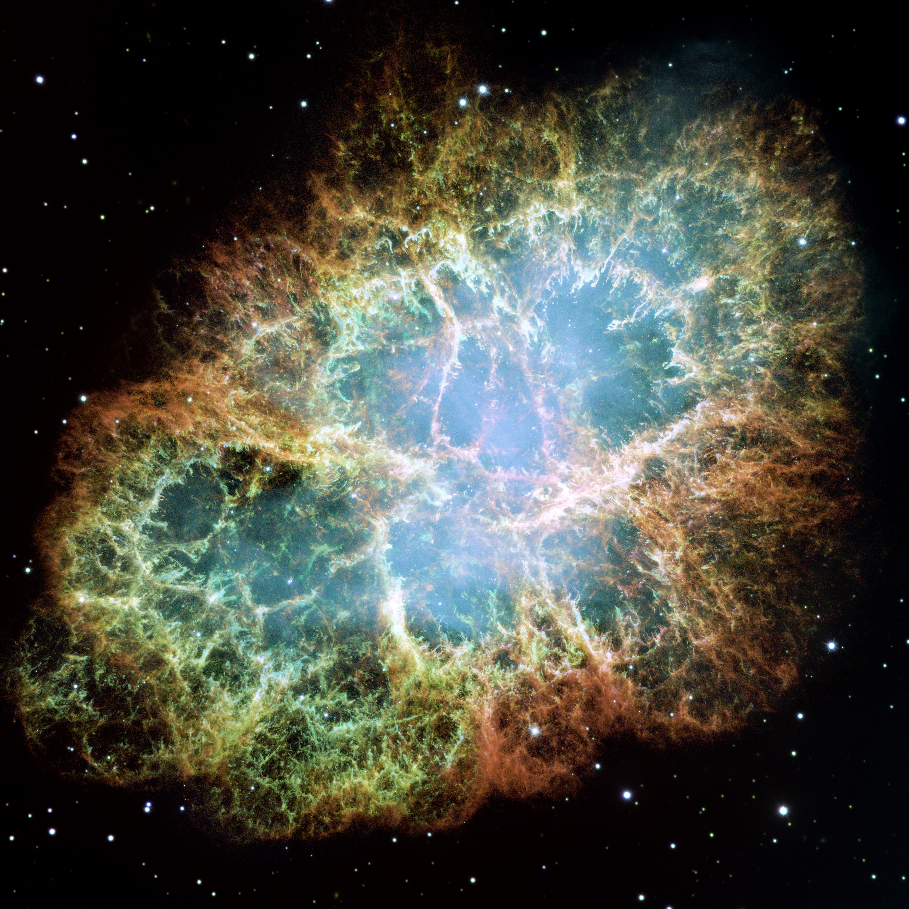 La nébuleuse du Crabe est un des plus spectaculaires rémanents de supernova connu. Elle se situe à environ 6.500 années-lumière de la Terre, dans la constellation du Taureau. © Nasa, ESA, J. Hester et A. Loll (Arizona State University)