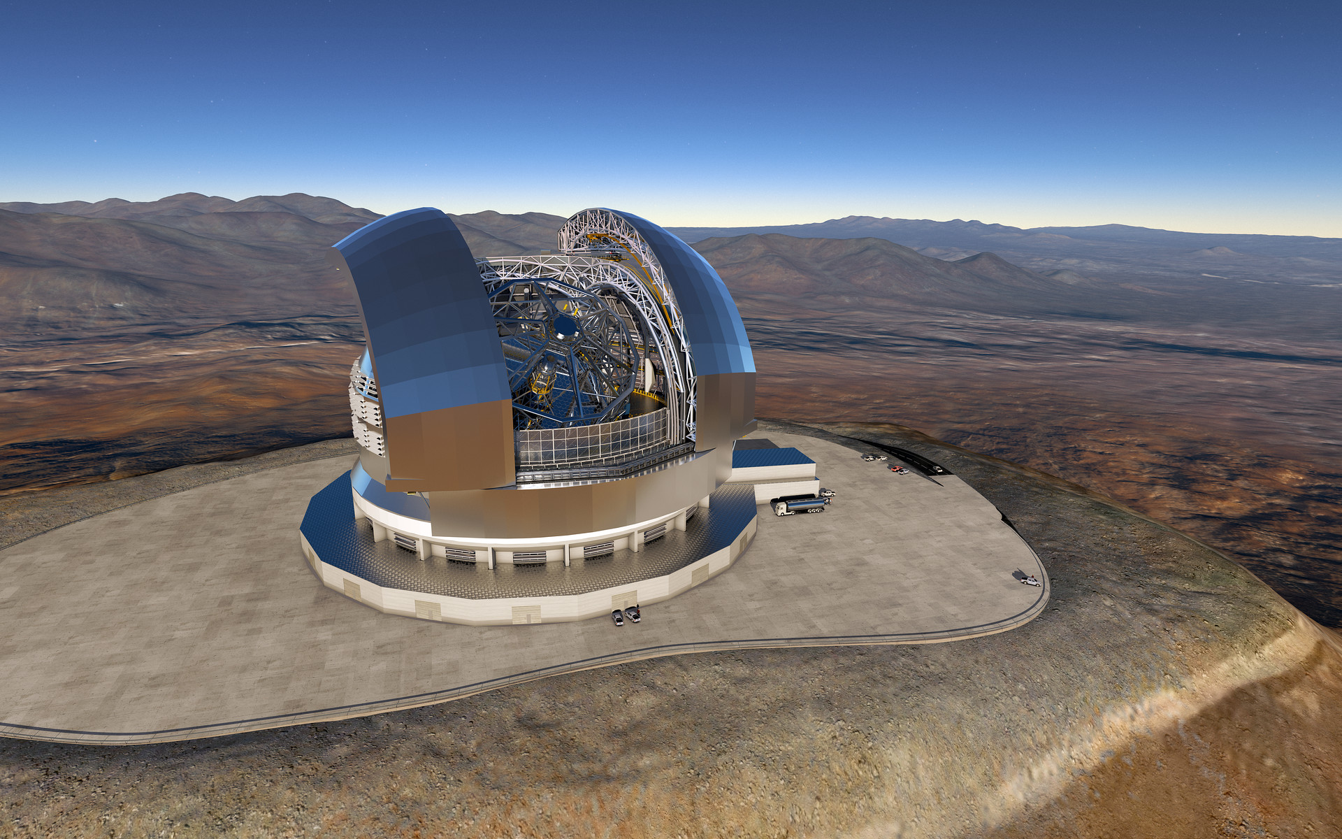 Vue d'artiste du futur télescope géant ELT. © ESO