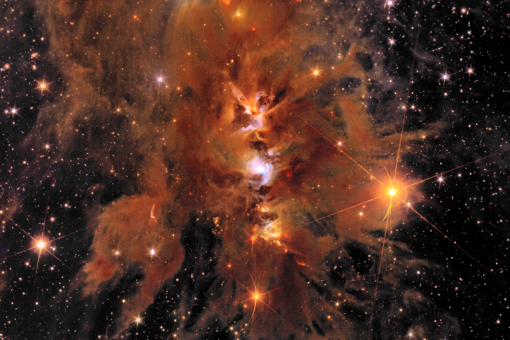 Un zoom sur Messier 78, une pépinière d'étoiles vibrantes enveloppée de poussière interstellaire vue par Euclid. © ESA/Euclid/Euclid Consortium/Nasa, traitement d'images par J.-C. Cuillandre (CEA Paris-Saclay), G. Anselmi ; Licence standard CC BY-SA 3.0 IGO ou ESA