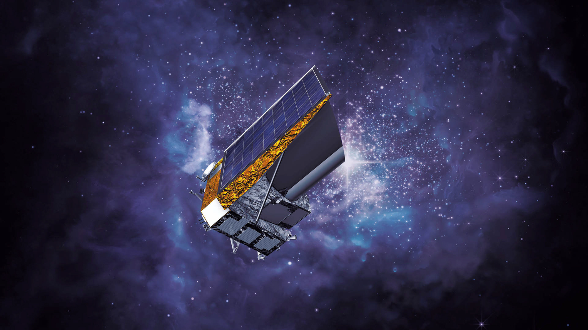 Euclid est une mission d’astronomie et d’astrophysique de l’Agence spatiale européenne destinée à comprendre la nature de l’énergie et de la matière noire. © Thales Alenia Space