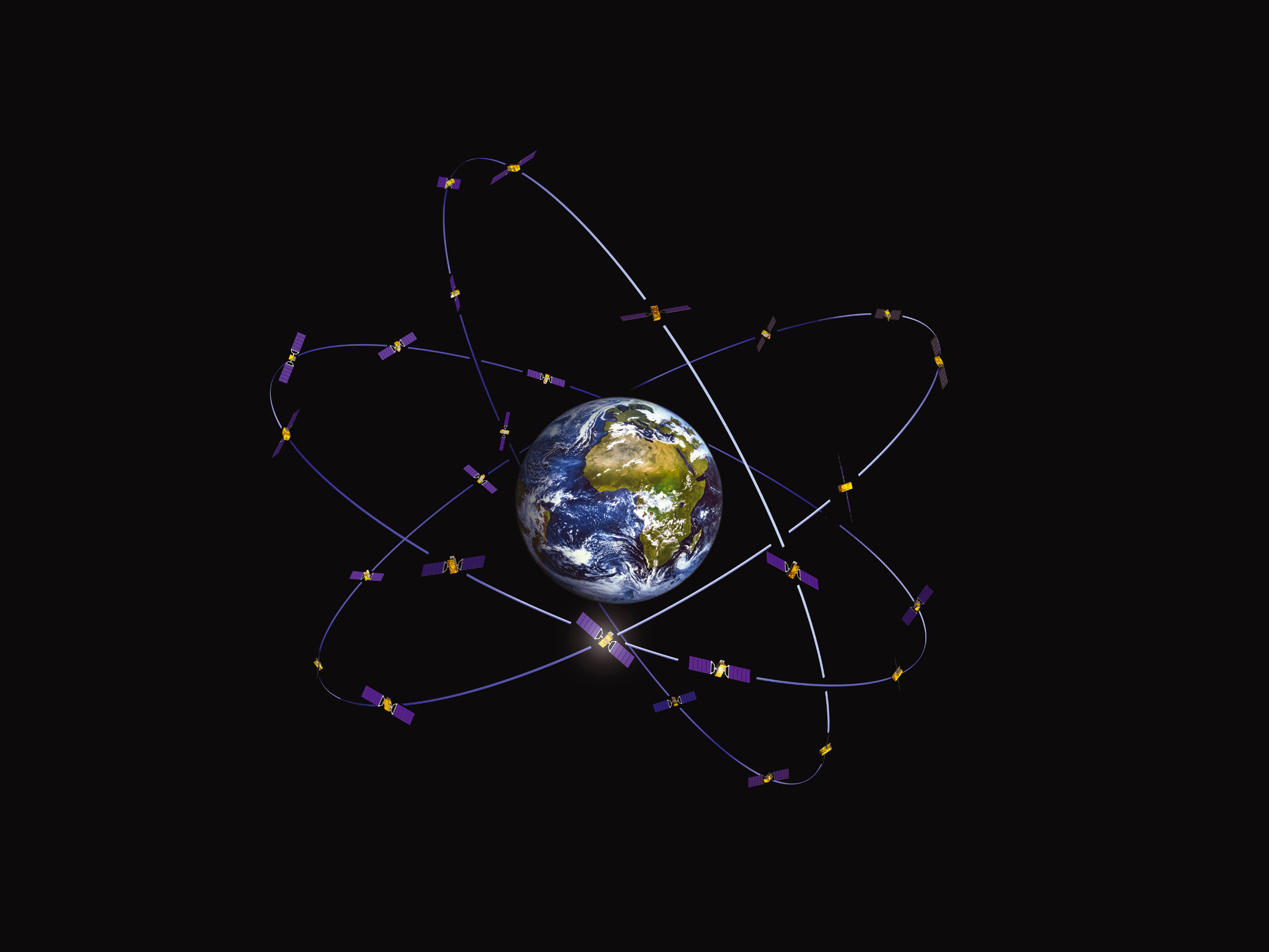 La constellation Galileo. © ESA, J. Huart