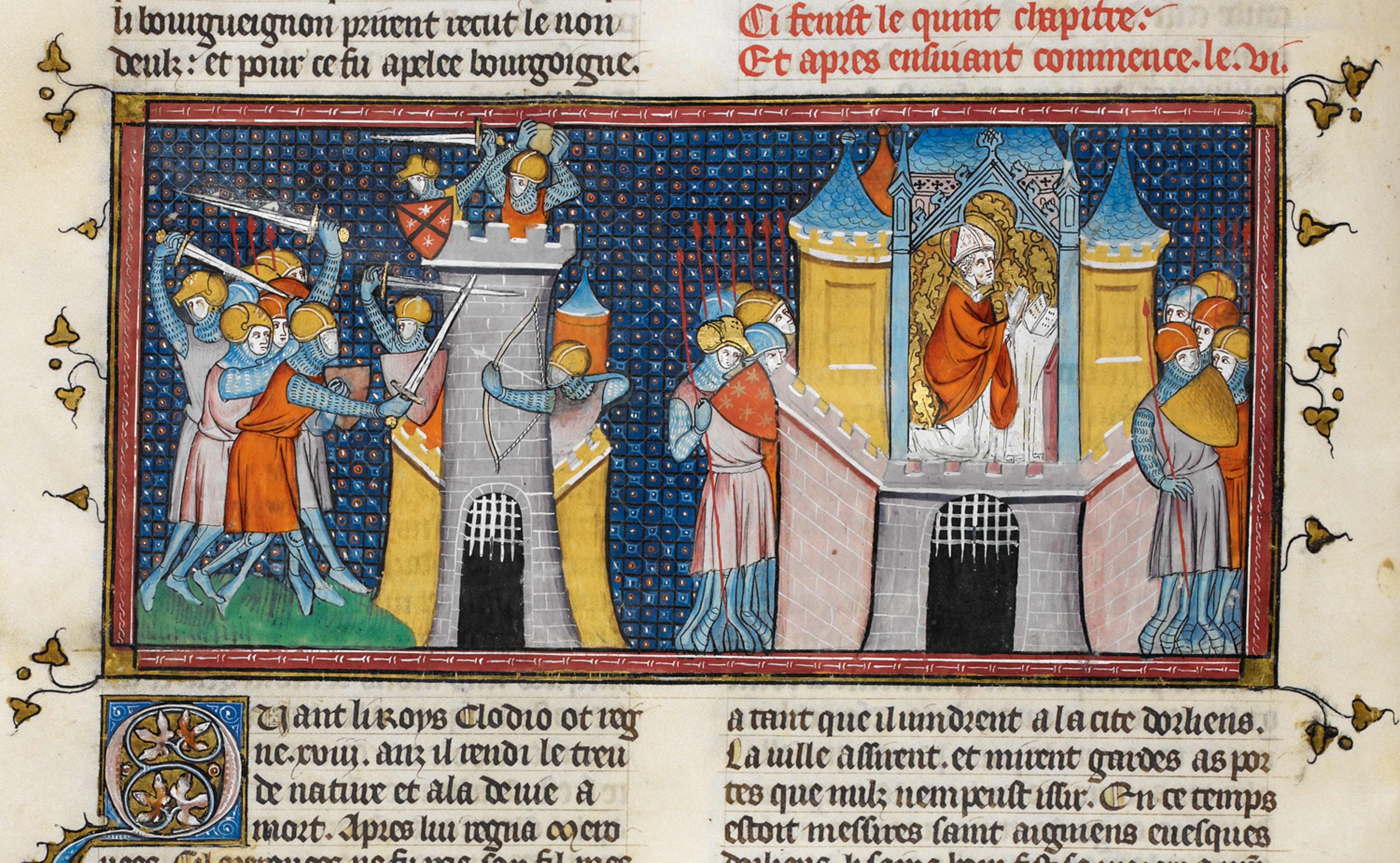 Les Huns pillent Orléans, prière d'Agnan tirée des Chroniques de France ou de St Denis, XIVe siècle - © Wikimédia Commons, domaine public